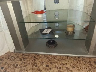Mueble TV moderno cristal y madera