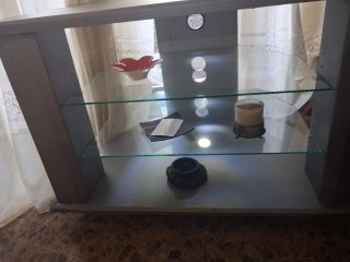 Mueble TV moderno cristal y madera