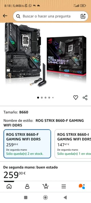 PLACA BASE ASUS ROG STRIX B660-F GAMING WIFI