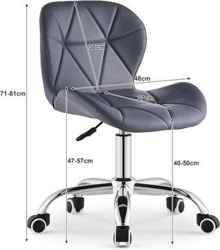 Silla de oficina ergonómica gris con ruedas