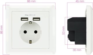 BASE ENCHUFE PARED NANO CABLE TOMA SCHUKO
