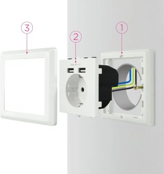 BASE ENCHUFE PARED NANO CABLE TOMA SCHUKO