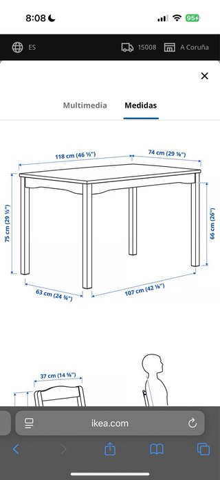 Mesa de comedor con 4 sillas