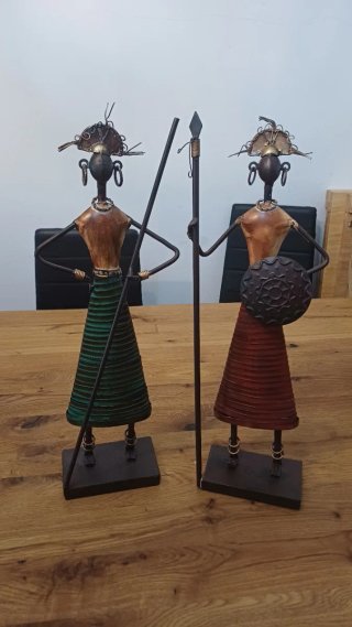 2 Estatuas Africanas Metal Guerreros