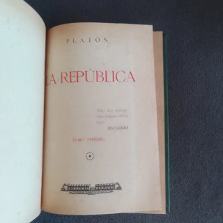 LIBRO ANTIGUO 1935 LA REPUBLICA DE PLATON