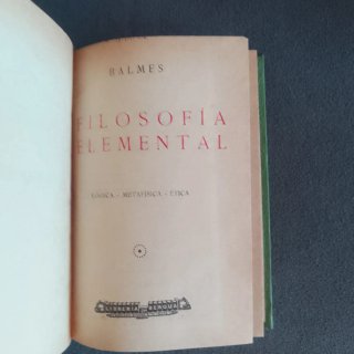 LIBRO ANTIGUO 1935 FILOSFIA ELEMENTAL BALMES