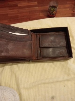 Cartera Billetera Moonster Cuero Genuino Marrón