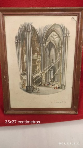 Dos Litografía de Iglesia y Nacimiento son dos
