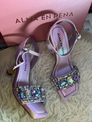 Sandalias Alma en Pena Tacon Morado/Plata