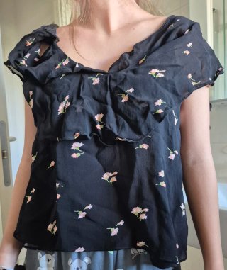 Blusa donna con fiori rosa