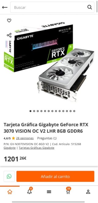 Vendo tarjeta gráfica Gigabyte GeForce RTX 3070 Vi