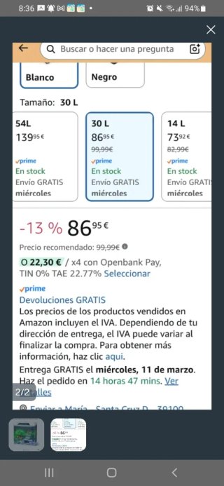 Pecera Nobleza 30L Una pasada