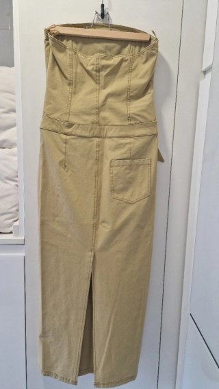 Vestido Maxi Palabra de Honor Beige
