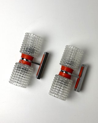 Coppia Applique Vintage Anni '70 Space Age Arancio