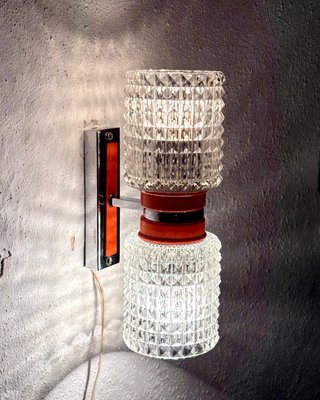 Coppia Applique Vintage Anni '70 Space Age Arancio