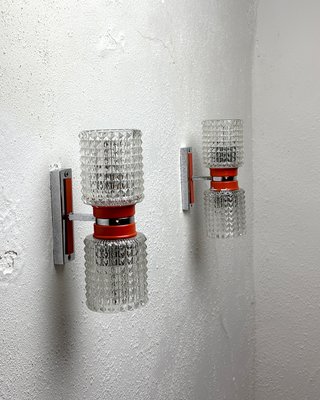 Coppia Applique Vintage Anni '70 Space Age Arancio