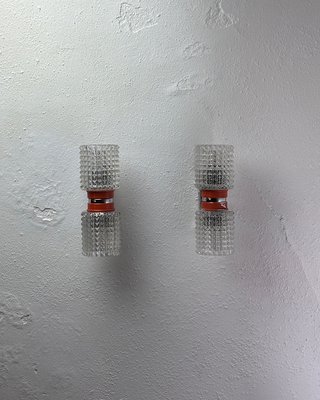 Coppia Applique Vintage Anni '70 Space Age Arancio