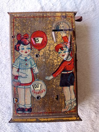 Antigua hucha RICO RSA de hojalata, 1920