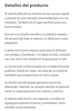 Sofá Cama Ikea 194 x 135