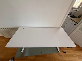 Escritorio elevable blanco madera 180x80