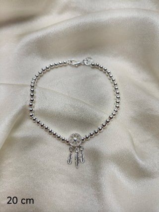 Pulsera bolitas plata con dije atrapasueños