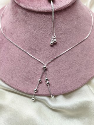 Conjunto Plata Collar y Pulsera Bolitas