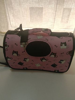 Transportín perro/gato textil rosa