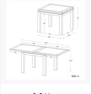 Mesa Banak 90x90 extensible madera teka