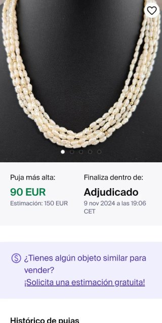 Collar de perlas blancas arroz con cierre dorado
