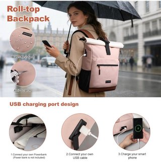 Mochila Heroic Knight Roll Top Rosa y Marrón