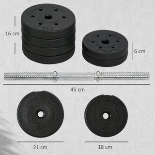Set Manubri Palestra 30kg 8x2.5 kg 4x1.5 kg Nero