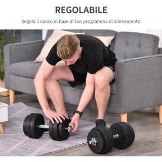 Set Manubri Palestra 30kg 8x2.5 kg 4x1.5 kg Nero
