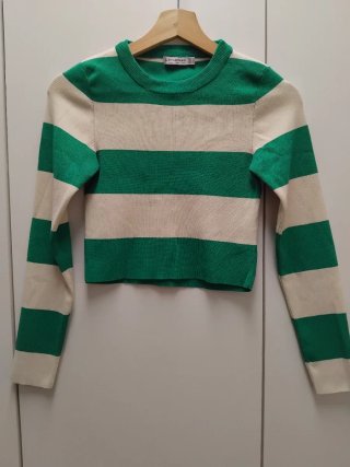 Jersey Stradivarius rayas verde y blanco Talla XS