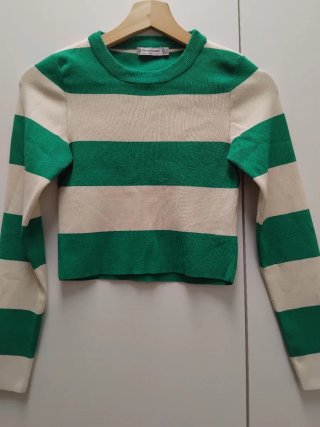 Jersey Stradivarius rayas verde y blanco Talla XS