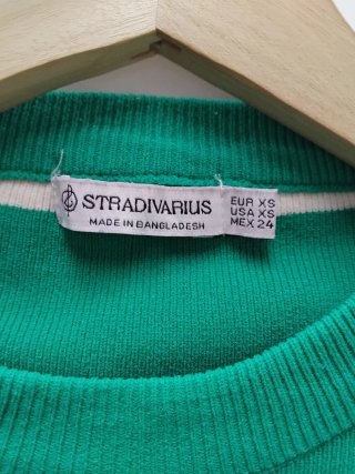 Jersey Stradivarius rayas verde y blanco Talla XS