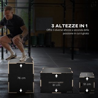 Box Jump Pliometrico 3 Altezze Legno Antiscivolo