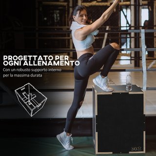 Box Jump Pliometrico 3 Altezze Legno Antiscivolo