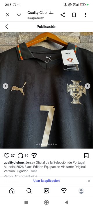 Camiseta Portugal Puma Negra Talla