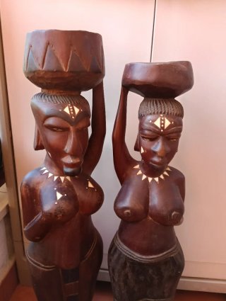 Figuras de madera mujer africana (2 unidades)
