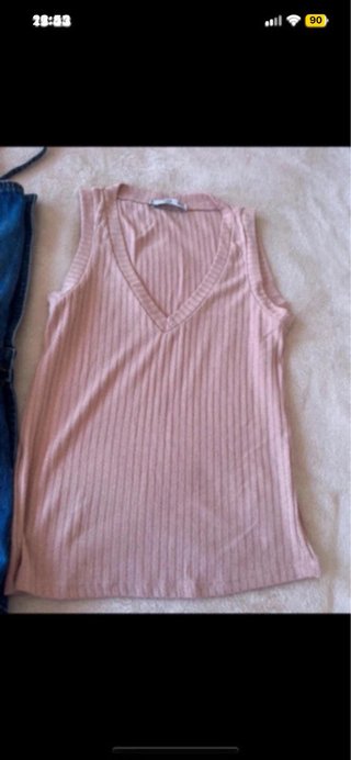 Conjunto Peto Vaquero y Blusa Stradivarius Talla L