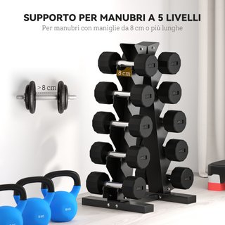 Rastrelliera per Manubri in Acciaio a 5 Livelli