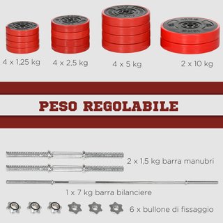 Set Bilanciere e Dischi 65kg totali per Workout