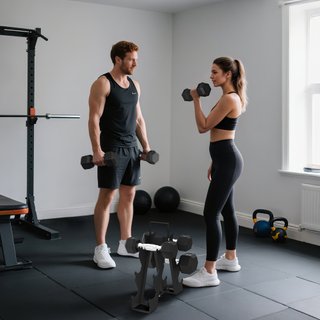 Set di Manubri Palestra con Supporto in Metallo