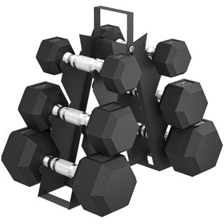 Set di Manubri Palestra con Supporto in Metallo