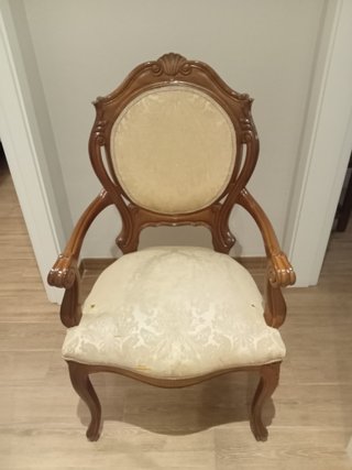 Juego de 2 sillones de madera y tela