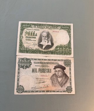2 Billetes Antiguos Españoles Pesetas Sin Serie