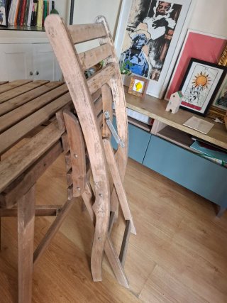 Mesa y 2 Sillas Terraza Madera