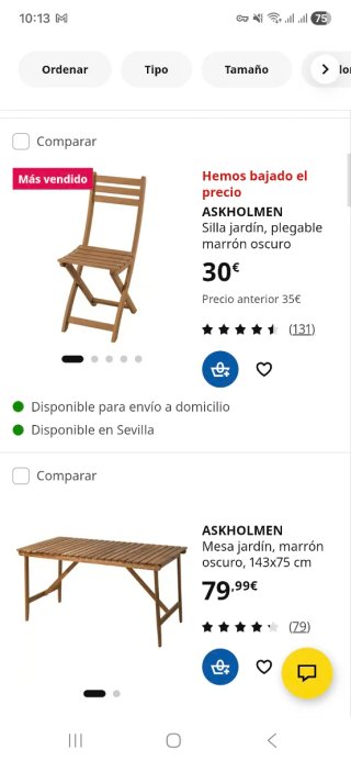Mesa y 2 Sillas Terraza Madera