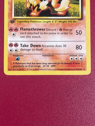 Arcanine Carta Pokémon Base Set 23/102