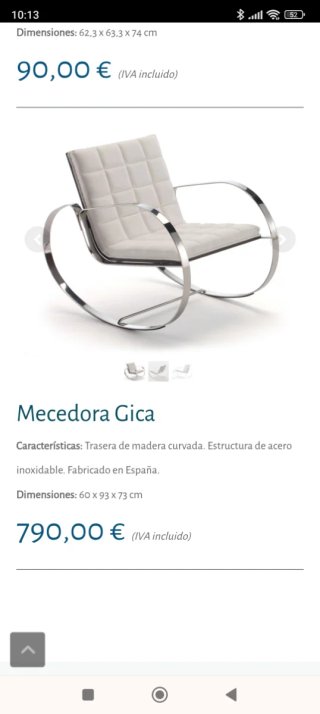 Silla Mecedora Gica, Moderna Cromada y Blanca